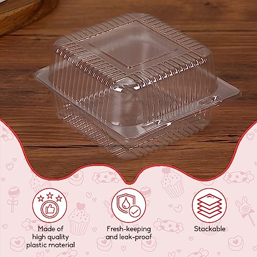 Rrshnsgv 160 Pcs Clear Plastic Square Hinged Food
