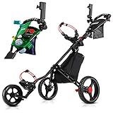 JANUS Golf Push Cart, Golf cart for Golf Clubs, Golf Pull cart for Golf Bag, Golf Push carts 3 Wheel Folding, Golf Accessories for Men Women