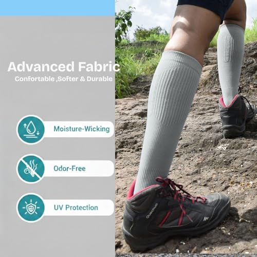 Image of KUE Knee Compression Socks for Men & Women - 18-21 mmHg Support for Pain Relief, Circulation, Blood Recovery - Sports, Running, Football, Cycling - Knee-High, Moisture-Wicking.