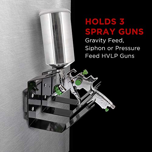 Tcp Global Magnetic Paint Spray Gun Holder Stand, Holds 3 Gravity Feed, Siphon Or Pressure Feed Hvlp Guns - Attach To Spray Booth Wall, Paint Mix Room, Workstation Cabinet, Body Shop Or Garage Wall #TOP3