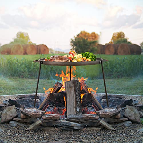Onlyfire Chef 18" Cast Iron Campfire Griddle, Double Sided Reversible Stovetop Grill, Griddle Pan With Handles, 3 Removable & Height Adjustable Legs, Perfect For Gas Cooker, Outdoor Campfire Cooking #TOP4