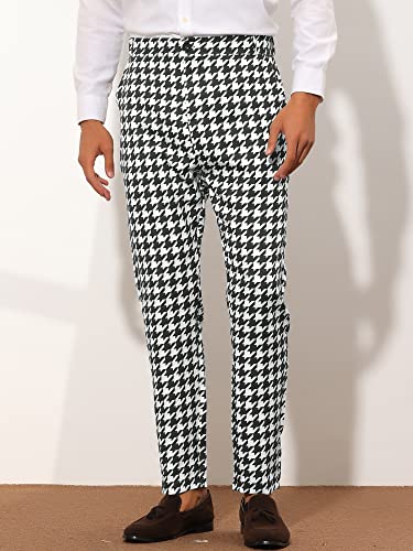 Lars Amadeus Houndstooth Dress Pants for Men's Big and Tall Regular Fit Plaid Checked Trousers2