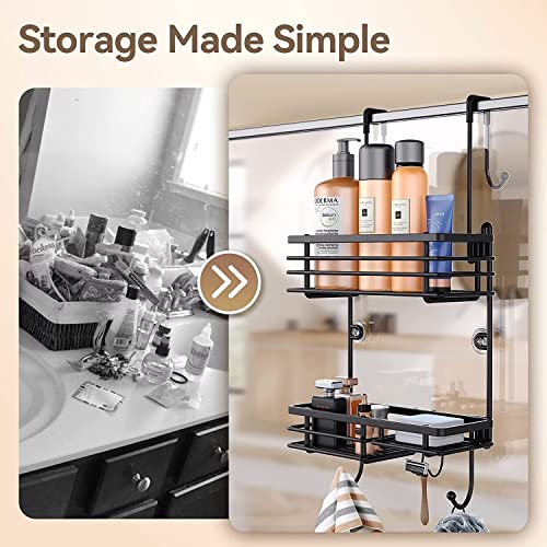 YUOROS Duschregal Zum Aufhängen – 304 Edelstahl, Rostfrei – über Der Tür Oder Duschstange, 27,9 X 10,4 X 34 Cm – Organizer Für Shampoo, Duschgel & Mehr