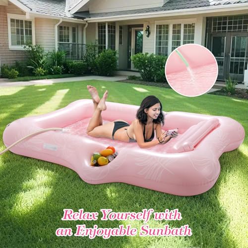 MoKo Tanning Pool Floats Adult, 84" x 58" Floaties Raft Bed with Ice Bar by MoKo - Image 3