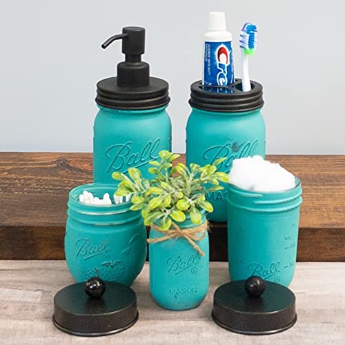 Mason Jar 5-Piece Bathroom Accessories Set, Patina