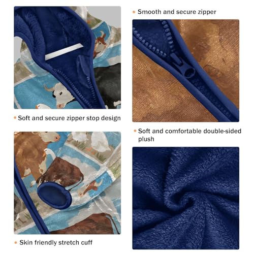 Farm Animals and Birds Toddler Fleece Jacket Girl Boys Hooded Fleece Jacket Coat Warm Outwear Zip-up 3-10T3