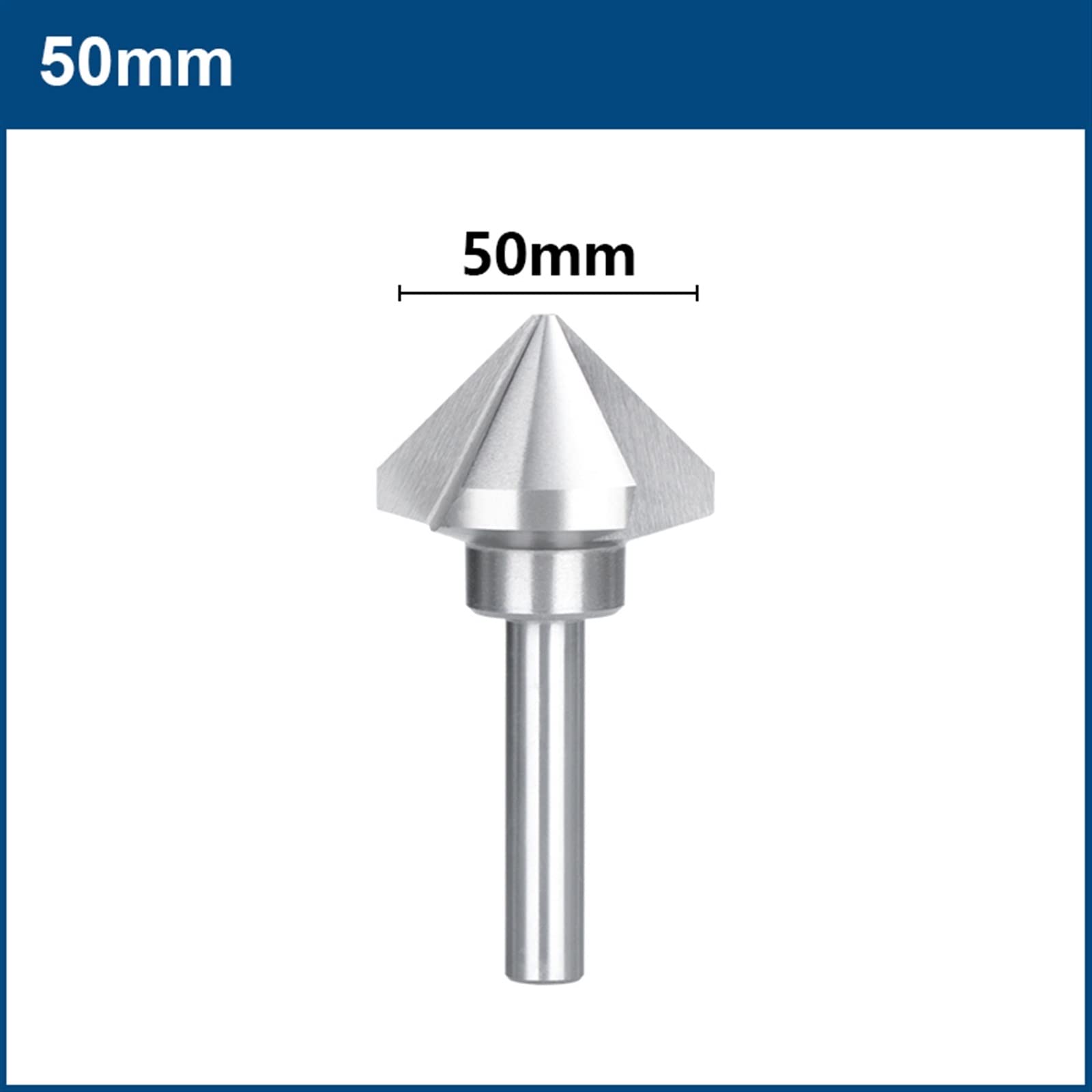 Broca avellanadora 4,5-50mm acero de alta velocidad 3 flautas 90 grados biselado madera Metal agujero herramienta de perforación 1 Uds (Color : 50mm)