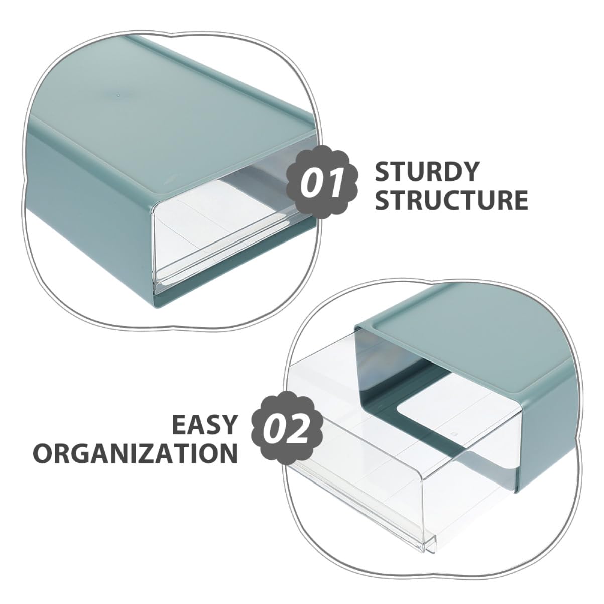 SHINEOFI Organizer da Scrivania a Cassetti 3 Pezzi Blu Hips Pet | Moduli Scomparti Regolabili, Struttura Robusta, per Vanity e Ottimizzazione dello Spazio