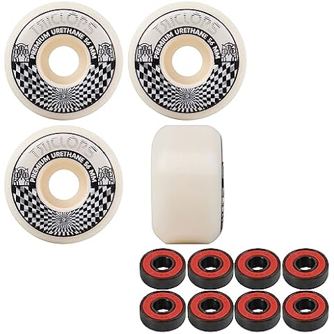 Triclops Skateboard Wheels Vertigo 56mm 99A White with ABEC 5 Bearings Cover