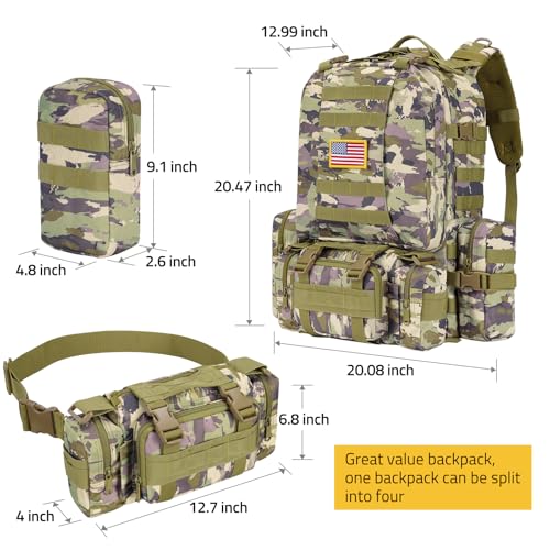Image of CVLIFE Tactical Backpack Military Army Rucksack 60L Large Assault Pack Detachable Molle Bag, Auriclash