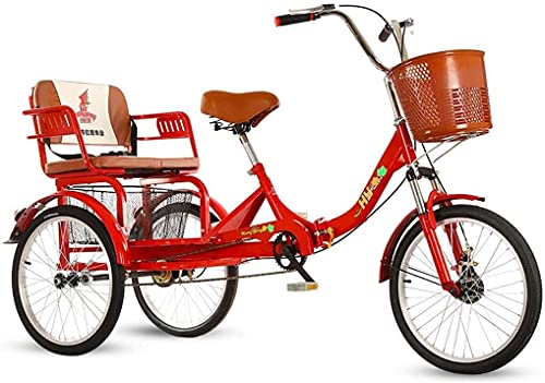 Triciclo para adultos, triciclos para compras y viajes, bicicleta de 3 ruedas para mayores con asiento trasero y canasto grande para compras, frenos duales y horquilla delantera amortiguada miniatura 1