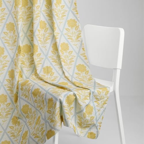 haus & kinder Digital Printed Cotton Window Curtains 5 Feet Long Pack of 2 Window Curtains, 5 Feet Curtains for Window (Floral Printed, Yellow 130x152 CM)