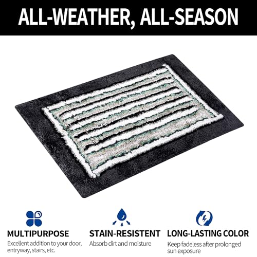 Image of Kuber Industries Door Dust Trapper Mat | Anti-Skid Door Entrance Mat | Floor Mat for Home Entrance | Micro Border | Entryway Door Mat | Pack of 2 | Gray