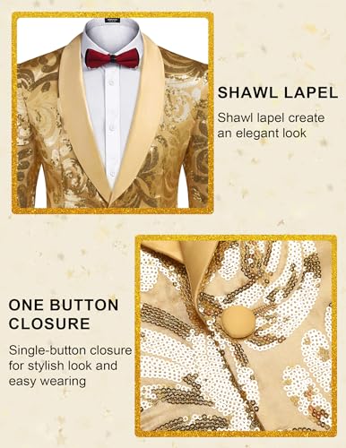 COOFANDY Men's Sequin Blazer Sparkly Glitter Jacket Shiny Floral Suit Jacket Stylish Party Wedding Banquet Prom Tuxedo4