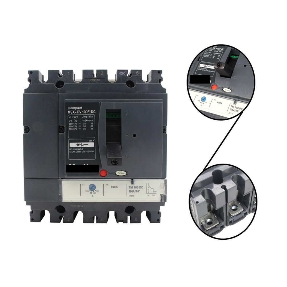 POWTAXBJGD 4P FourPoles Breaking Capacity 36kA Adjustable 100A MSX-PV100F Photovoltaic 1000VDC Moulded Case Circuit Breaker