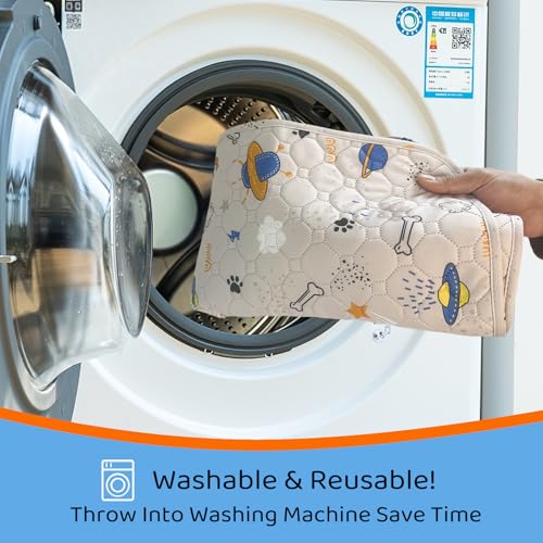 Image of Dog Mats for Floors Waterproof Absorbent and Leakproof Reusable Dog Kennel Pad Washable Pee Pads for Dogs Light Colors 2 Packs (S, 18 inch - 24 inch)