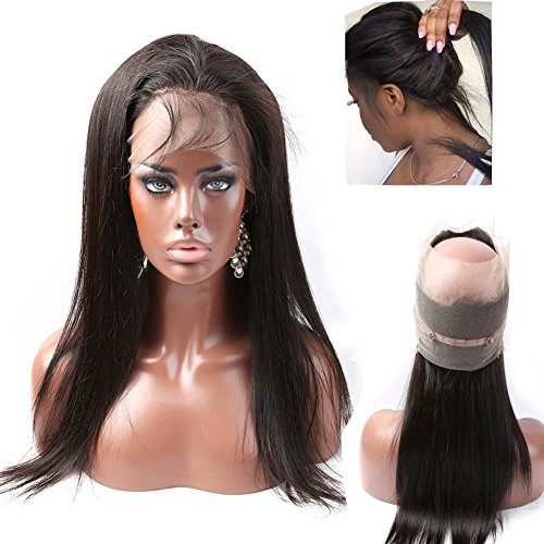 Greatremy Grade 10A Straight 360 Lace Frontal with Baby Hair Brazilian Virgin Human hair Natural Color 18inch