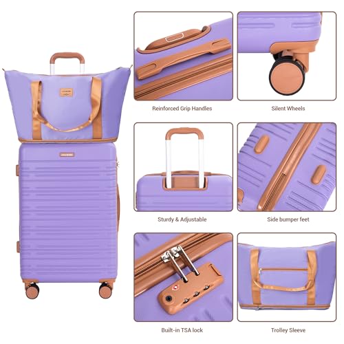 Image of 4-Piece Luggage Sets 16 inch20 inch24 inch28 inch,Suitcases with Double Spinner Wheels and TSA Lock,Hardcase 6 set Luggage with Underseat Duffel Bag
