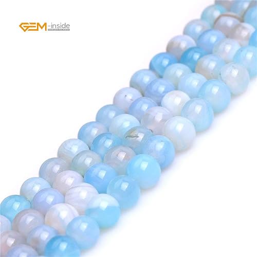 Miniatura 3 de GEM-Inside - Piedra de ónix azul claro natural de 0.315in, piedras redondas semipreciosas, chakras grandes para hacer joyas, suministros hechos a