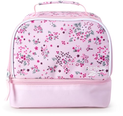Reebok Kids Lunch Bag - Insulated Lightweight School Lunch Bag for Boys and Girls – Durable Lunchbags for Kids, Remi/Pink Floral