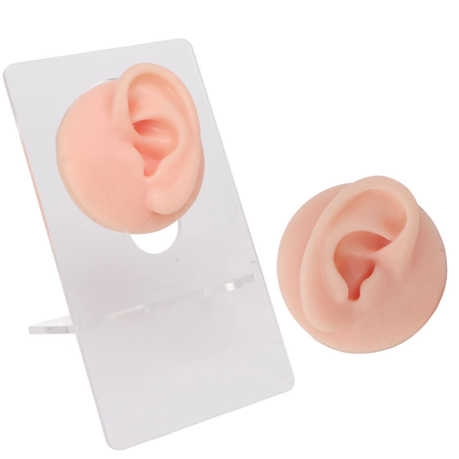 Fake Ears, Fake Body Parts Ear Model Soft Silicone High Simulation Human Ear Model Silicone Earrings for Piercing Practice and Jewelry Display Acupuncture Teaching Tool (Light