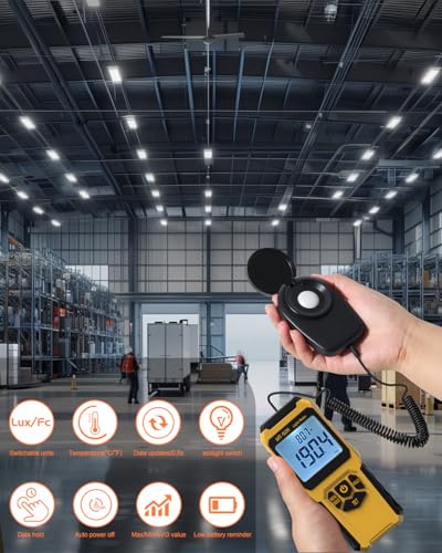 Image of MT-92H Light Meter with Split Sensor Digital Illuminance Meter Handheld Ambient Temperature Measurer, Range up to 200,000 Lux