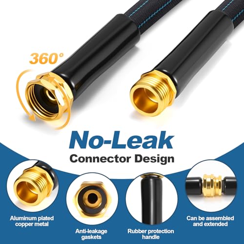 Image of Garden Hose 50ft Lightweight, Non-Expanding, Leak-Proof Metal Connector, No-Knot No-Tangle, Easy to Store and Carry, Wear-Resistant, 3 /4GHT Flexible Water Hose, Hose for Yard, Garden, Outdoor