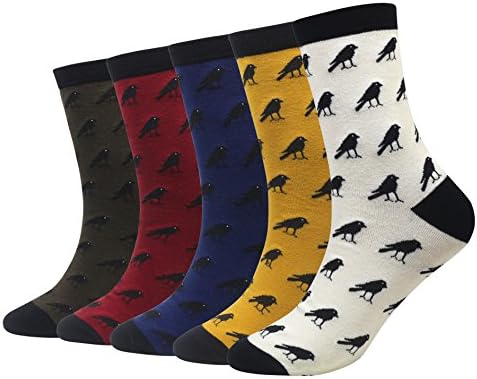 Wish Island Men's 5 Packs Fun Crazy Animal Novelty Casual Dress Socks (Crow 351)