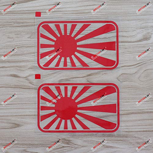 2 pegatinas de vinilo rojo con bandera japonesa de sol naciente, de 6 pulgadas, para coche, no bkgrd, estilo b