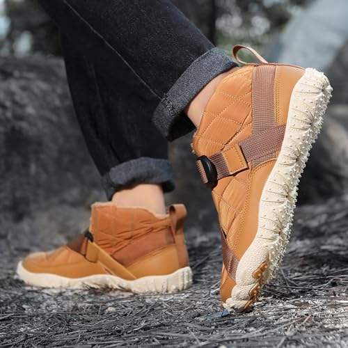 Image of Hike Winter Footwear Barefoot Boots Mens Womens, Waterproof Winter Snow Boots, Warm Ankle Booties, Wide Toe Barefoot Hiking Boots, Non-Slip Zero Drop Sole Hike Shoes for Hiking Walking Outdoor