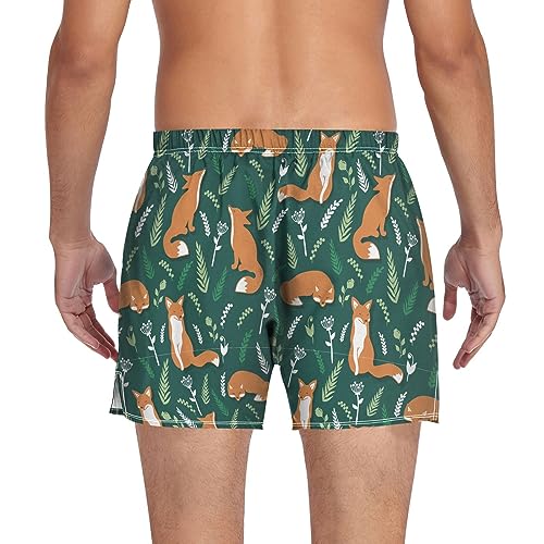 Men's Boxer Shorts Underwear Briefs Casual Boxer Breathable Soft Hand Drawn Colorful Foxes Fowers Small2
