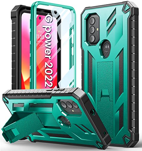 for Motorola Moto-G Power 2022 Case: Military Grade Heavy Duty Rugged Protection Shockproof Shell | Durable Dual-Layer Armor Design Tough Protective Moto G Power 2022 Phone Case with Kickstand (Green)