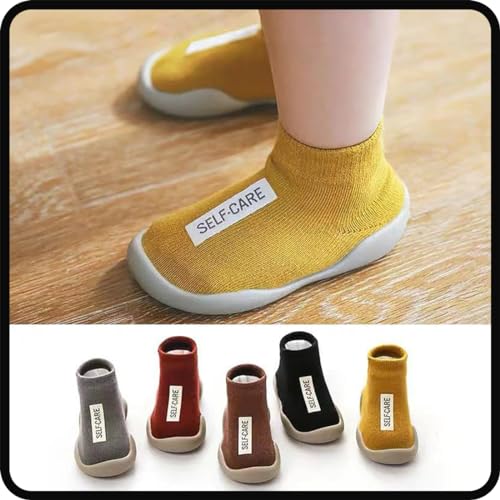 Tiny Explorings Sock Shoes,Baby Walking Shoes,Toddler Non-Slip Breathable Warm Elastic Shoes for Baby Boy Girl 6-24 Months (6-12 Months Infant,Brown)4