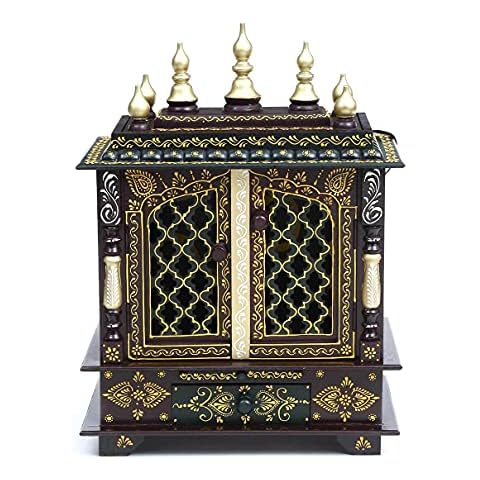 Home and Bazaar Rajasthani Ethnic Handcrafted Wooden Temple / Mandir / Pooja Ghar / Mandapam 18x12x24 inch KI-253 Cover