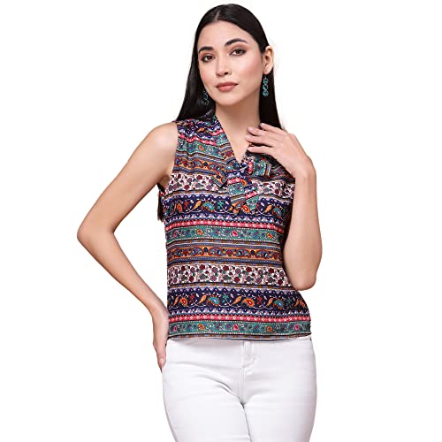 OOMPH! Sleeveless Tops for Women, Multicolor - mt473
