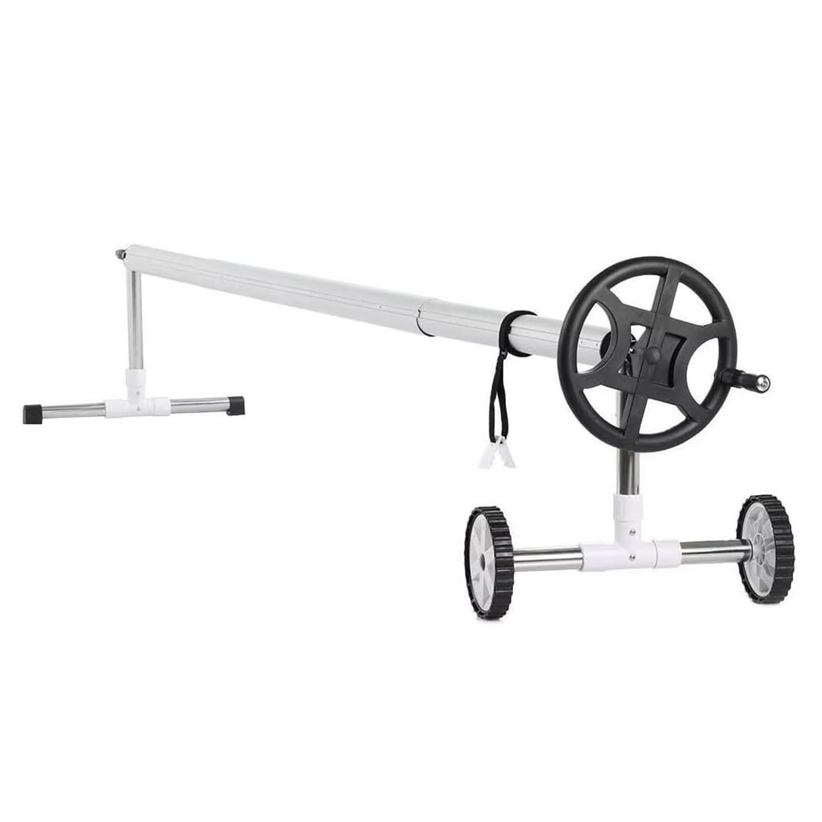 JXYQ Pool Cover Reel System - Aluminum Roller for Solar Covers, Efficient Hand Crank Design for Inground and Above Ground Pools
