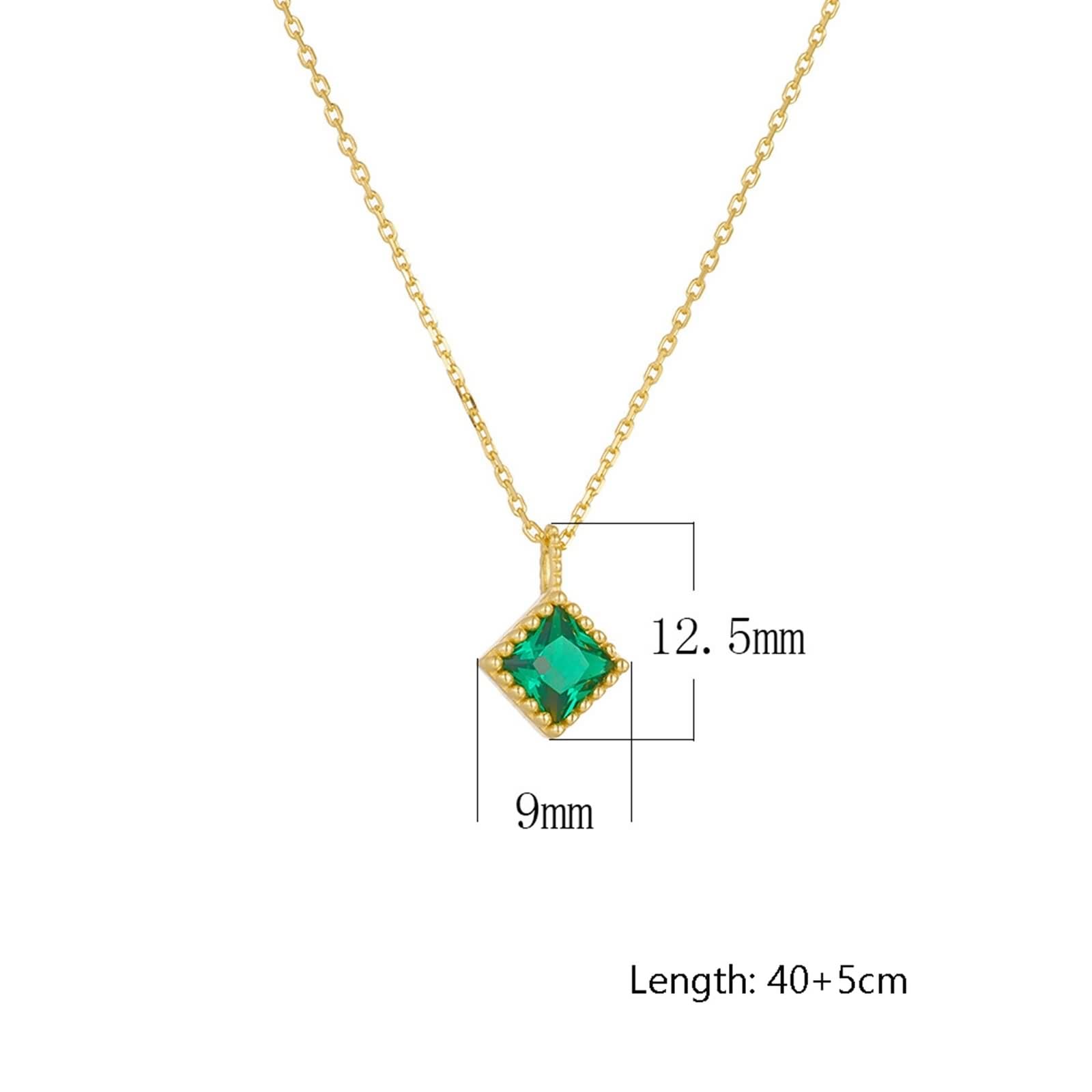 Collane Donna Oro, Collana con Ciondolo Lungo Verde Smeraldo Creato In Laboratorio Catenina Gioielli Vero Oro Giallo 9K/14K/18K Elegante 40+5cm