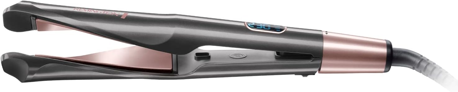 Curl & Straight Confidence, 2-in-1 Hair Straightener & Curler, Ceramic coated plates infused with anti static for smooth glide, Digital display, 5 Temperatures 150°C-230°C, S6606