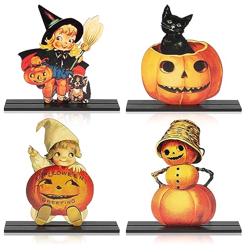 W1cwey Vintage Halloween Centerpieces - 4pcs Victorian Style Retro Pumpkin