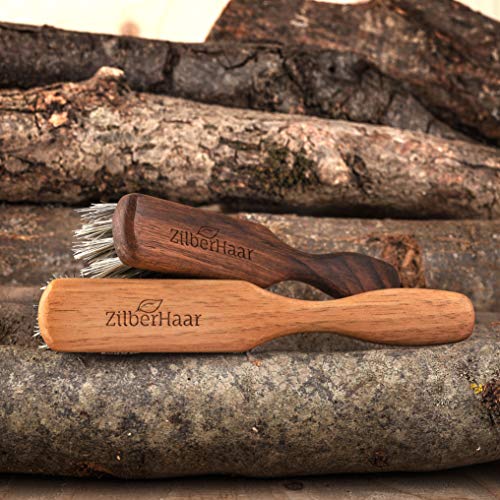 Zilberhaar Vegan Beard Brush - Stiff Bristles - Oiled Walnut And Mexican Tampico Bristles - Animal-Free Beard Grooming Product - Made In Germany #TOP7
