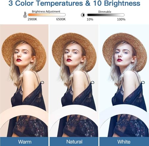 Image of KRLZ 18 inch LED Ring Light for Phone, Remote Lights Control, 2700-6500K, Tripod Light for iPhone Action Camera, for Studio Makeup TikTok YouTube Video Salon