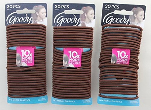 GOODYOuchless Elastics, Chocolate Cake, 30 Count (Pack of 3)