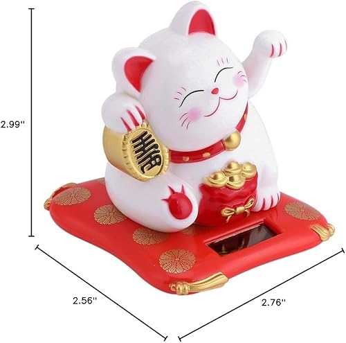 Miniatura 4 de Lucky Wealth Gato de bienvenida, alimentado por energía solar, lindo gato agitando buena suerte, riqueza bienvenida a los gatos para el hogar,