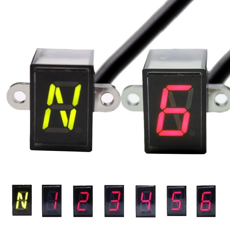 HRTLSS Indicador Marcha Digital Indicador De Marcha En Punto Muerto para Motocicleta Pantalla Digital Universal Negra De 6 Velocidades De Nuoxintr Luz para Moto Todoterreno