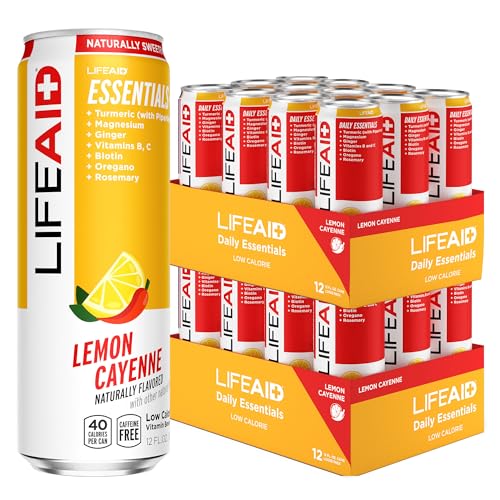 Image of LIFEAID Vitality Blend, Daily Vitamins, Turmeric to Help Reduce Mild Inflammation from Everyday Stress, Healthy Soda Replacement, 100% Clean, Vegan, GF, 12 Fl Oz (Pack of 12)