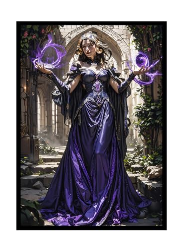 Katomula 100 MTG Card Sleeves with 100 Inner Sleeves, Textured Back Art Sleeves, Black Border & Black Inside, Fit Standard Size Cards - Liliana