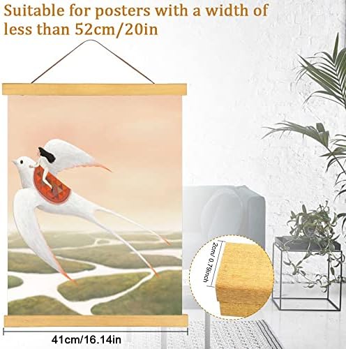 UTRUGAN Magnetic Poster Frame Teak Wood Poster Frame Wall Mounted Photo Hanger Magnet Frame Hanging Kit DIY Poster Hanging Kit for Canvas Artwork Art Print Paper Map Photo Picture (41cm,Wood Color)