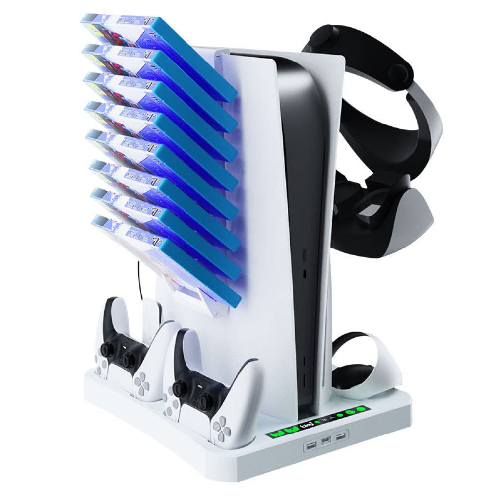 Para PS5 Muelle de Refrigeración de la Consola, PSVR 2 Mango Muelle de Carga, para PS5 Controladores Estación de Carga, VR Headset Game Disc Helmet Storage Rack