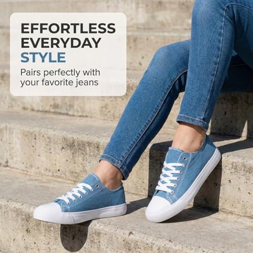 Image of Canvas Shoes for Women, Women's Fashion Sneakers | Casual Low Top, Lace Up, Rubber Sole, Canvas Upper, Cushioned Insole