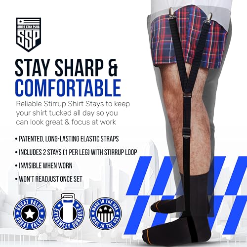 Shirt Stay Plus World's Best Mens Shirt Stays for Men Police and Military - Made in USA (Loop Stirrup Style) (Select Series)2